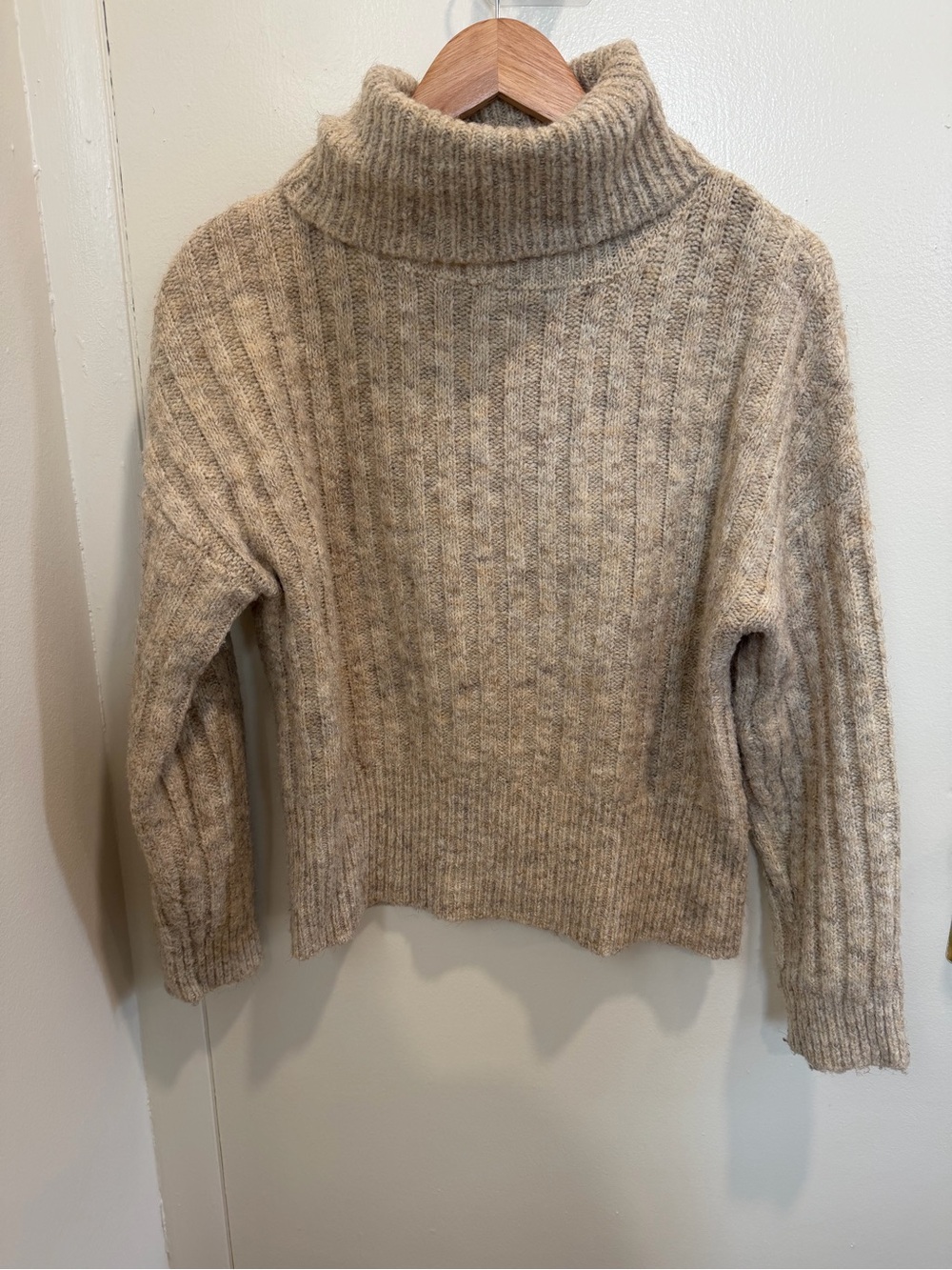 William Rast Cream Cable-Knit Turtleneck Sweater